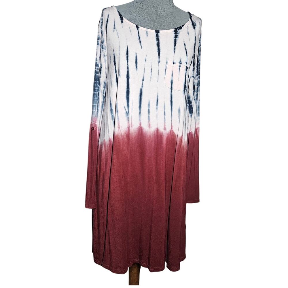 Tie Dye Roll Tab Sleeve Cotton Blend Tee Size Small